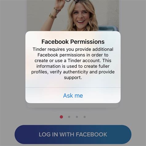 tinder requires additional facebook permissions